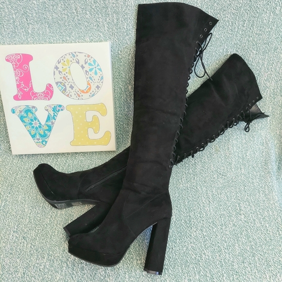 Forever 21 Shoes - F21 OTK Boots, Womens 8, Rear Lace-up + High Heel + Platform